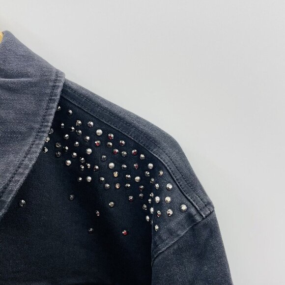 INC International Concepts Womens Medium Embellished Denim Trucker Jacket $119 - Picture 3 of 7